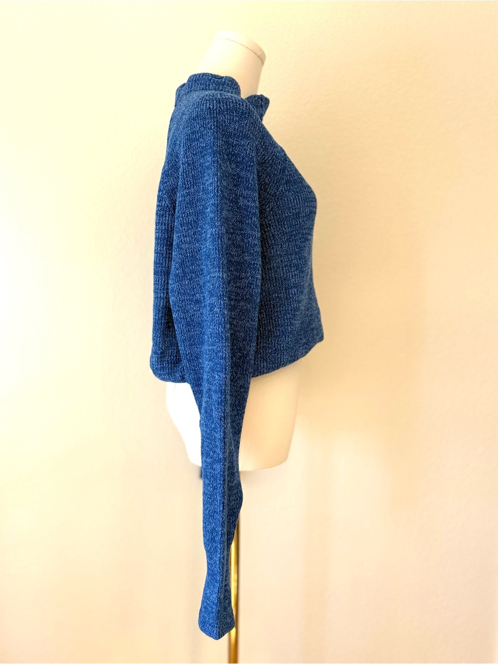 Free People Blue Cropped Mock Turtleneck Sweater | Size M - Picture 5 of 6